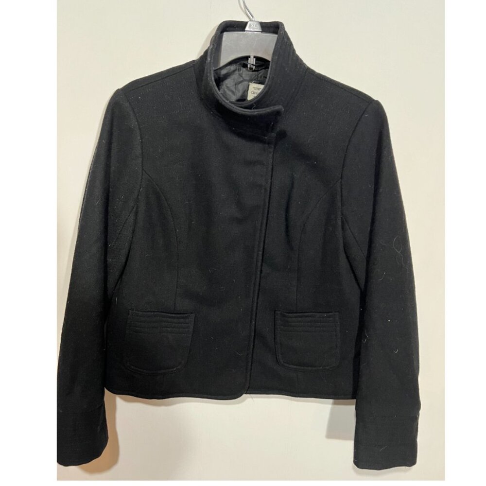 Old Navy - Wool Black Jacket - Similar to Pea Coat  - Tall Collar - Size Medium